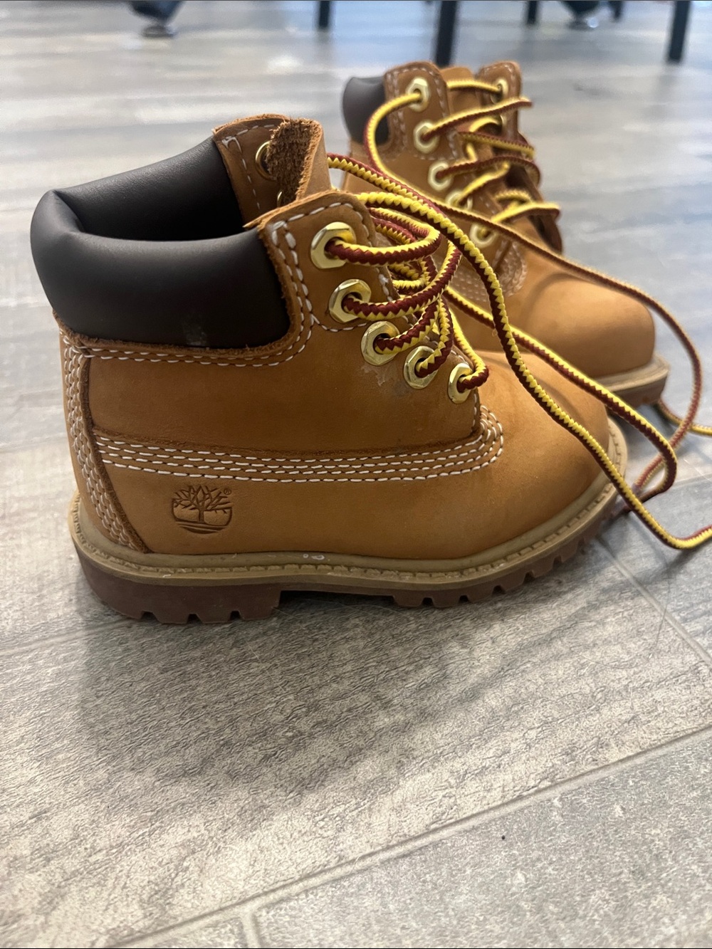 Timberland Toddler Wheat Nubuck Lace-Up Boots in Tan and Dark Brown